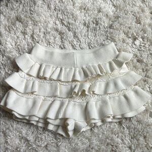 Women’s Cream Ruffle Shorts